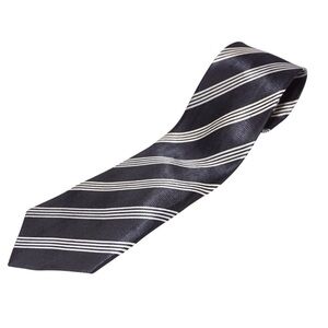 Giorgio Bissoni Silk Black Tie with Elegant White Stripes